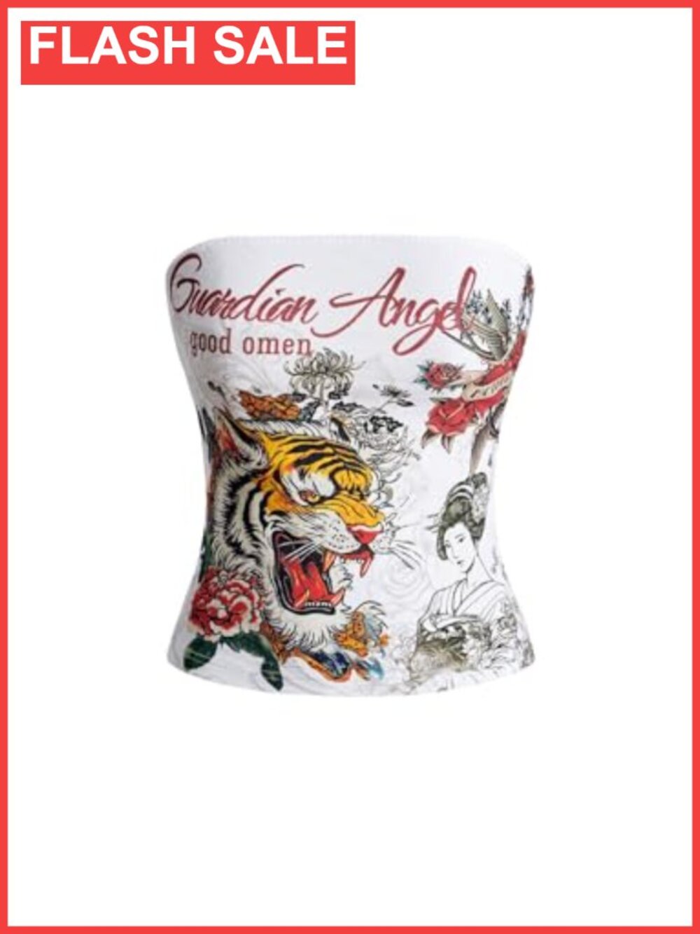 Women's Y2k Graphic Tube Top Strapless Sleeveless Bandeau Going Out